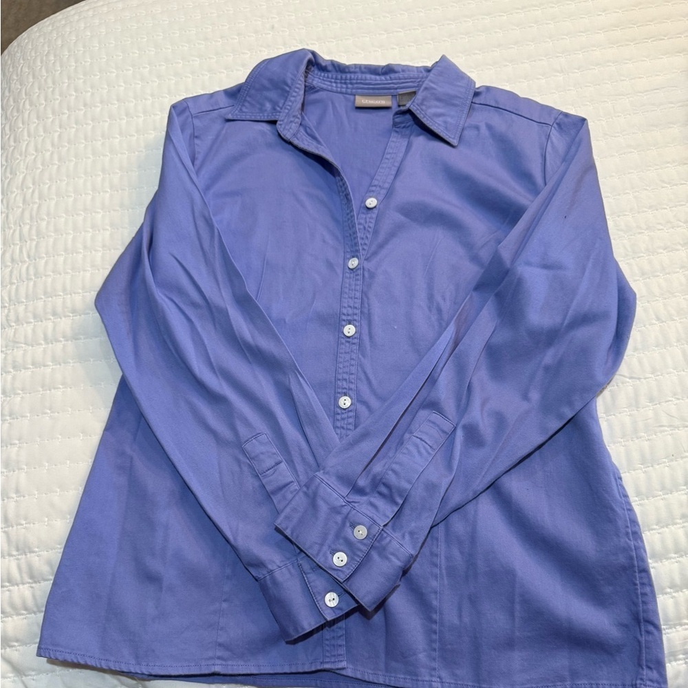 Chico’s Periwinkle Blue Button-Up Shirt Size 1 (8)